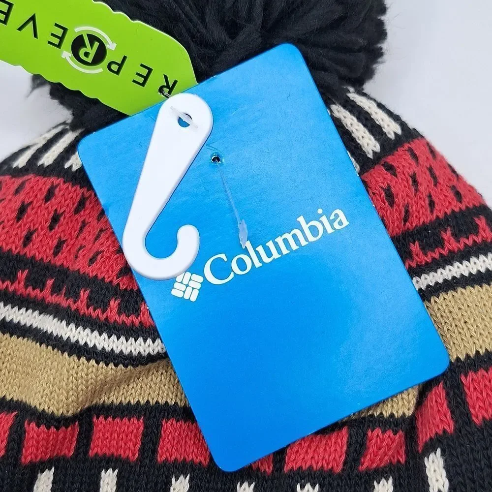 Columbia knit beanie Palmer Peak Pom Pom unisex printed fleece lined hat